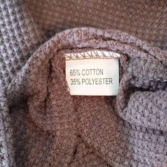 Woman's Waffle Knit Henley Top V-Neck Neutral Brown XL Gorpcore Fall Normcore - Picture 12 of 12
